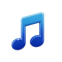 Shiny blue eighth note musical symbol isolated on transparent background