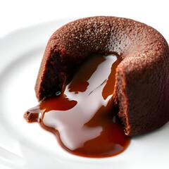 Rich Chocolate Cake Slice – Gourmet Baked Dessert with Cream and Icing on White Plate

