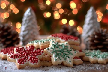 Festive Christmas Sugar Cookies with Colorful Icing Decorations