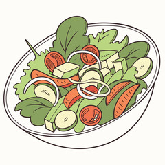 Fresh salad with tomatoes cucumbers carrots and lettuce healthy food