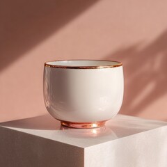 Cream ceramic bowl with gold trim