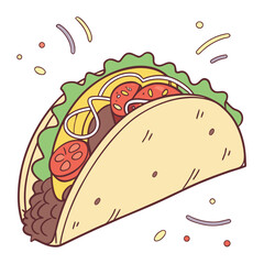 Delicious taco with lettuce tomato and meat food mexican food