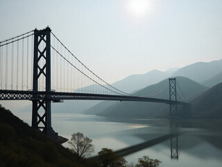 Fototapeta premium Majestic Bridge Over a Serene Lake