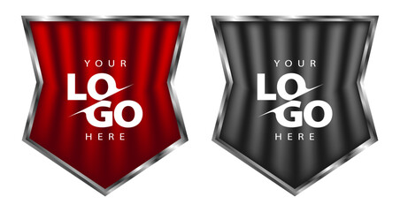 Metallic Shield Logo Templates Red and Black Vector Designs