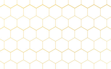 A golden hexagon pattern creates a luxurious and modern geometric texture, ideal for backgrounds and decorative designs