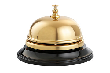 Gleaming brass service bell with black base reception desk