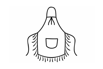 Black and white drawing of a chef's apron cooking kitchen