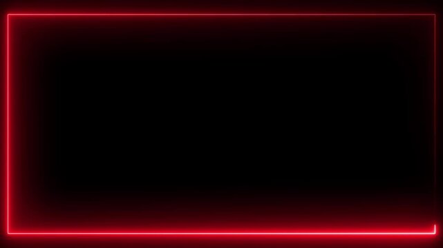 Futuristic red neon glowing border frame with dark center background. Perfect for tech presentations, video overlays, YouTube intros, digital screens, gaming layouts, and cyberpunk themes.