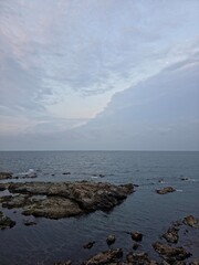 Peaceful natural landscape, sky and sea and clouds calm and beautiful seascape background, Yeongdeok sea, South Korea - 평화로운 자연 풍경, 수평선, 하늘과 바다와 구름 고요하고 아름다운 바다 풍경 배경, 영덕바다, 한국