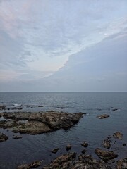 Peaceful natural landscape, sky and sea and clouds calm and beautiful seascape background, Yeongdeok sea, South Korea - 평화로운 자연 풍경, 수평선, 하늘과 바다와 구름 고요하고 아름다운 바다 풍경 배경, 영덕바다, 한국