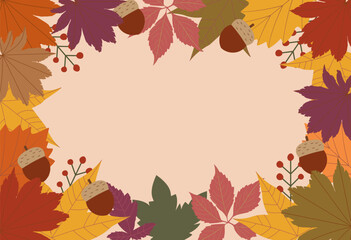 Autumn leaves frame with space for text