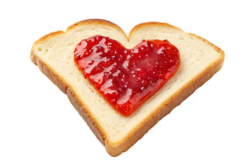 Heart shaped jam on toasted bread slice strawberry