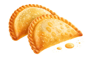 Golden brown baked pastry pockets with crimped edges empanadas