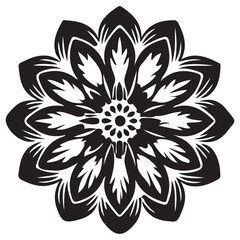 Black and white floral vector illustration with decorative flower pattern and vintage botanical elements