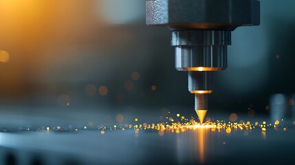 CNC Machining Precision, Sparks Fly During Metal Cutting