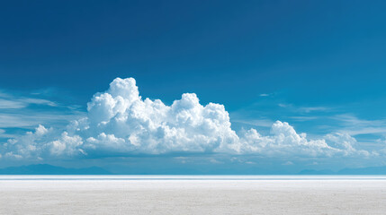 Breathtaking cloud formation over vast salt flat bolivia landscape photography serene environment wide-angle view nature's beauty captured