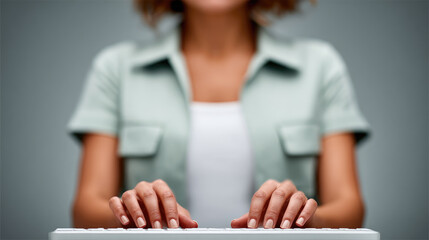 Typing skills showcase home office image minimalist environment close-up view focus on productivity and creativity