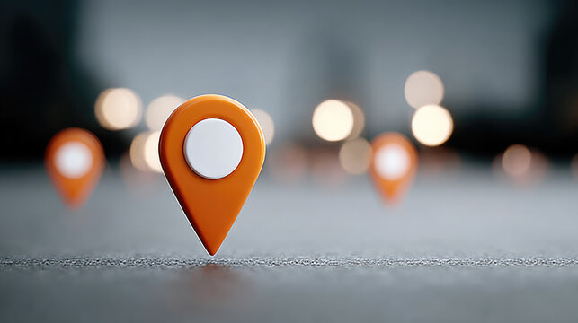 Exploring urban navigation location markers in city streets digital imagery blurred background aesthetic perspective modern travel concept