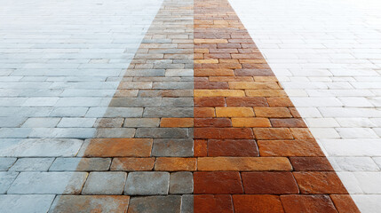 Comparative analysis of paving stones urban landscape photography outdoor setting aerial view color contrast
