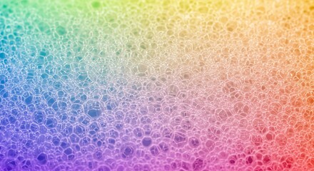 Abstract rainbow colored foam structure with interconnected bubbles and vibrant hues