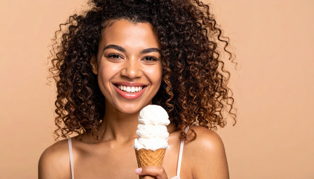 smile lady with ice cream