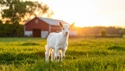 Obraz premium white goat on a meadow