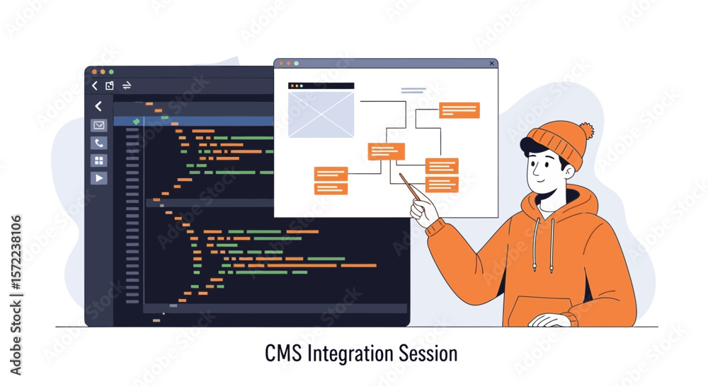 Poster creative presentation about software development and website integration process