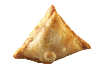 Golden brown crispy samosas isolated on white transparent background, traditional Indian snack concept with fried texture