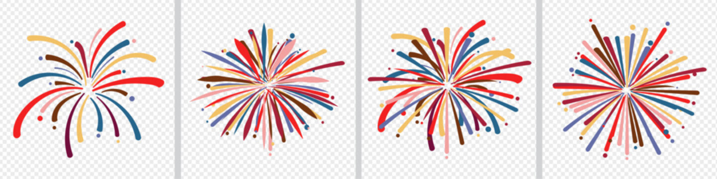 Set of firework vector icon. Set of firecracker icons for Anniversary. Vector Illustration.
