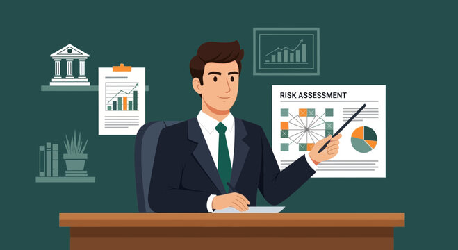 Analyst Presents Financial Risk Assessment in Business Presentation