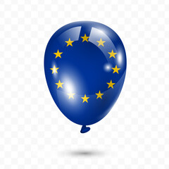 Vector illustration of Europe country flag balloon on transparent background, Flying flag balloons for Independence Day celebrations.