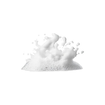 White soap foam splash bubbly frothy cleansing texture isolated on white background