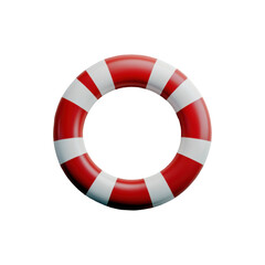 White and red lifebuoy ring nautical marine rescue safety equipment isolated on white background