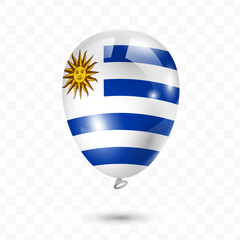 Vector illustration of Uruguay country flag balloon on transparent background, Flying flag balloons for Independence Day celebrations.