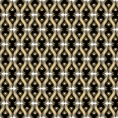 Seamless oriental ikat pattern. Beige ornament on black background.