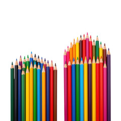 Colorful Assortment of Vibrant Colored Pencils Arranged Neatly on a White Background for Creative Projects