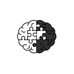 Black puzzle brain icon symbolizing mental health and balance