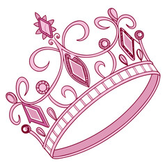 a detailed digital illustration of a pink princess tiara crown with floral and swirly designs, highly detailed, ornate, intricate, elegant, 4k, photorealistic

