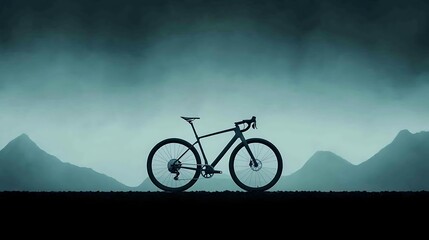 Gravel Bike Silhouette in Misty Mountains