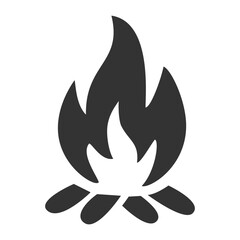 Campfire silhouette icon on white background.


