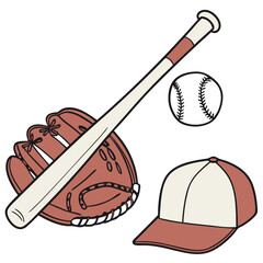 baseball, glove, bat, uniform, sports equipment, athletics, field, game, recreation, competition
