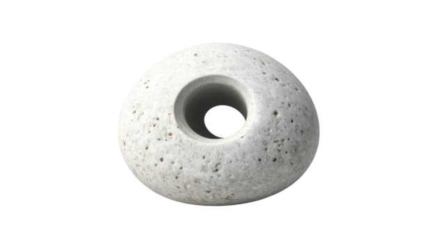 Round light gray stone with hole isolated on transparent background - Powered by Adobe