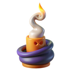 Whimsical halloween ghost character with swirling smoke and purple scarf isolated on transparent background