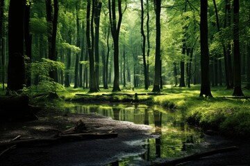 Obraz premium Forest green Background landscape outdoors woodland.