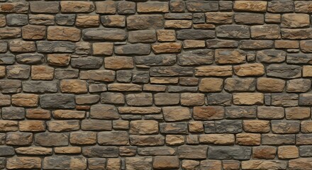 Obraz premium Irregularly shaped multitoned stone wall with tightly fitted blocks and visible mortar lines