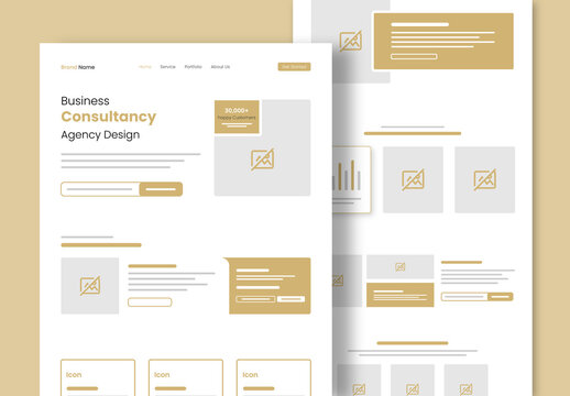 Minimalist Consultancy Agency Landing Page Wireframe Design
