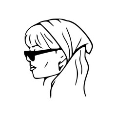 fashionable woman head illustration