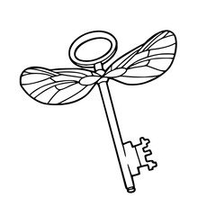 fantasy key with delicate wings design