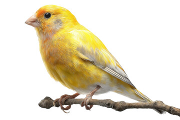 Fototapeta premium Vibrant yellow canary bird isolated on transparent background - high resolution PNG digital illustration perfect for cutout design projects