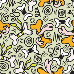 Dog Bone vector dog paw doodle Seamless pattern. Packaging paper design, pet food accessories package.